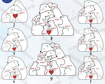 9 Bear Family Custom Svg Png Bundel, Aangepaste Kid Naam Moeder Dag Svg Png, Cadeau voor moeder Svg Png Bundel, Gelukkige Moederdag, Shirts voor moeder