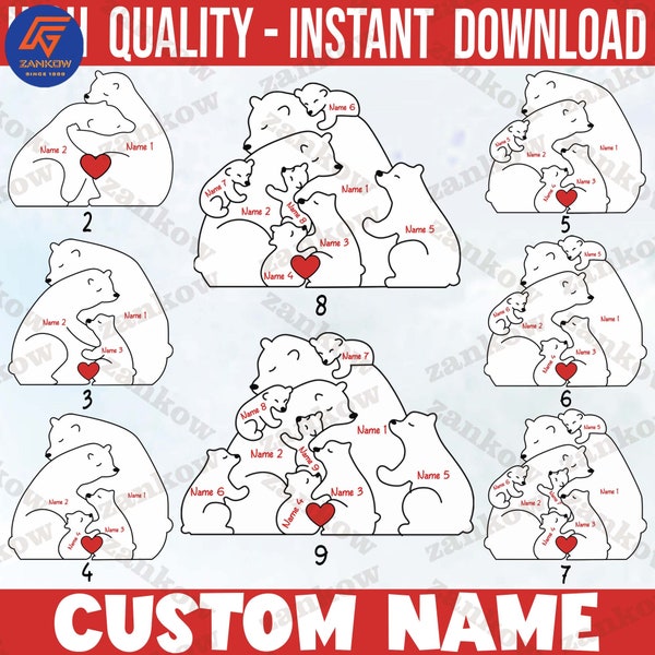 9 Bear Family Custom Svg Png Bundle, Custom Kid Name Mother Day Svg Png, Gift For Mom Svg Png Bundle, Happy Mother’s Day, Shirts For Mom