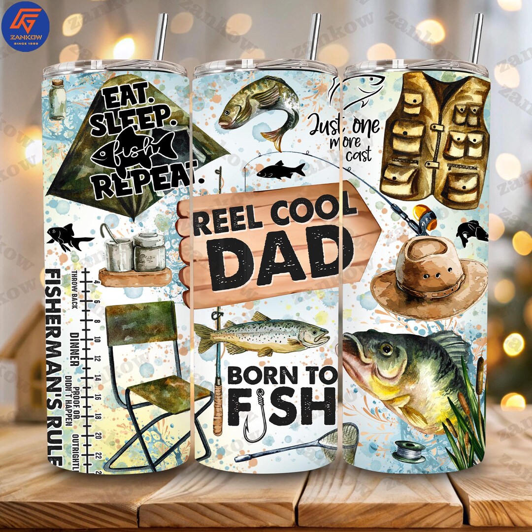 Reel Cool Dad Straight Wrap PNG, Fishing Dad 20oz Skinny Tumbler ...