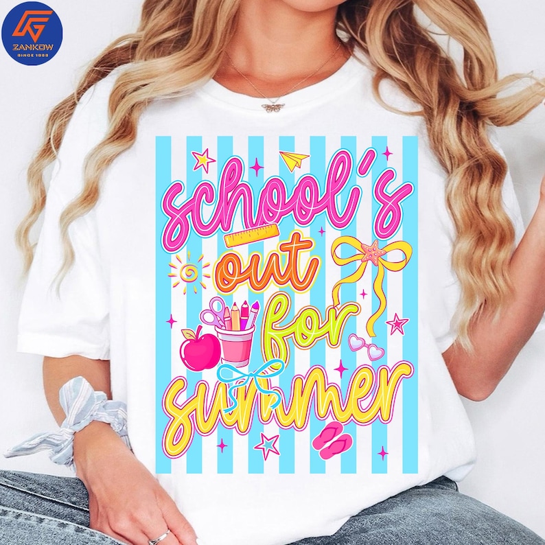 Summer Teacher PNG, School Out for Summer PNG, Last Day of School Shirt, Teacher Appreciation PNG, Kids Summer Break Design image 3