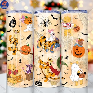 Cartoon Bear Halloween 20oz Tumbler Wrap Design, Bear Cartoon Halloween Skinny Tumbler, Trick or Treat 20oz Tumbler png, Digital Download