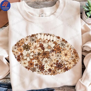 Retro Floral Football Game Day Png, Preppy Fall Floral Football Shirt Png, Trendy Football Mom Png, Touchdown Season Png, Girly Autumn Png