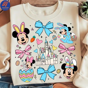 Funny Easter Cartoon PNG, Cute Spring Mouse Bunny PNG, Coquette Girl Easter Shirt PNG, Kids Easter Sublimation File