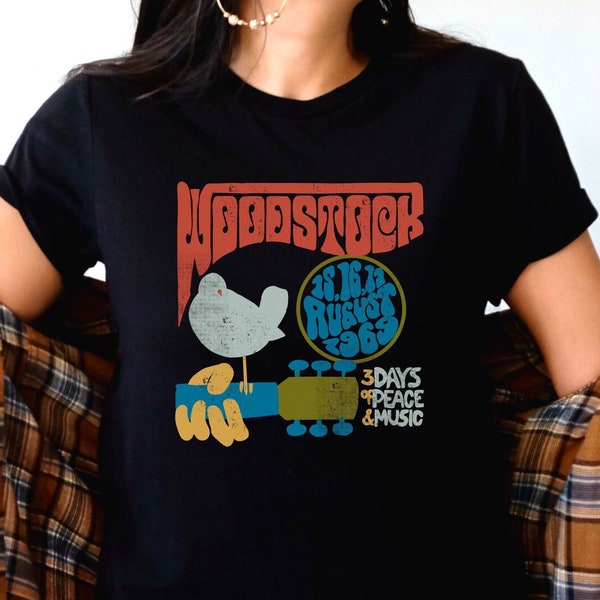 Woodstock Festival 1969s, Hippie Shirt, Woodstock Shirt, Groovy Shirt, Peace Love 60s Shirt, 3 Days Of Peace, Peace Love And Music Shirt