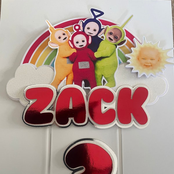Teletubbies Cake Topper - Personalised Name and Age