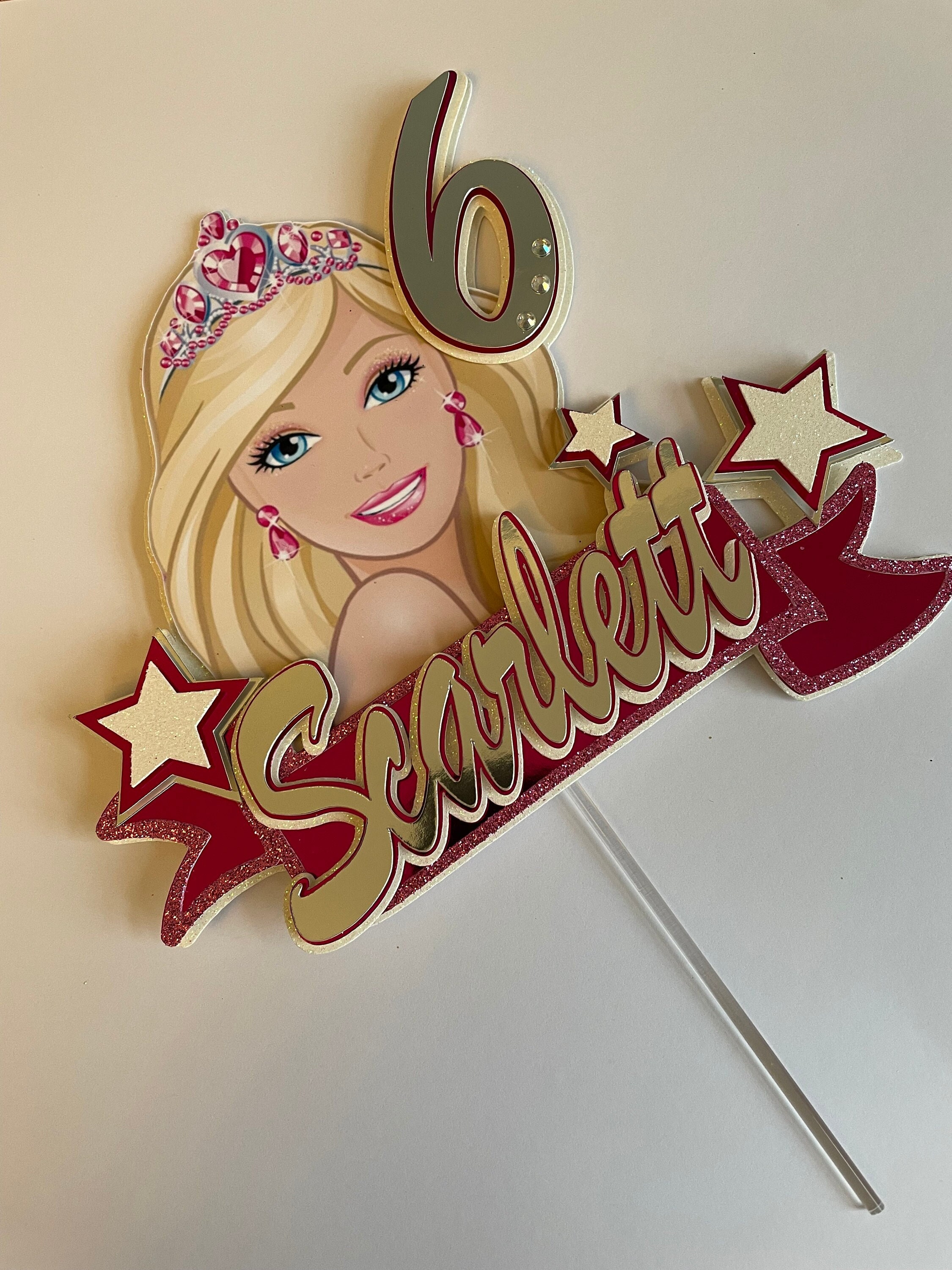 Barbie Doll Cake Topper Personalised Name and Age Etsy UK