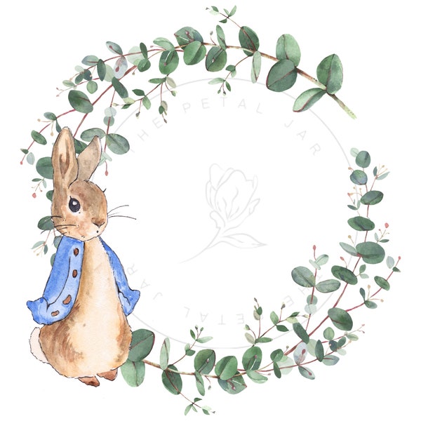 Peter Rabbit bunny foliage frame digital download | bunny sublimation design png