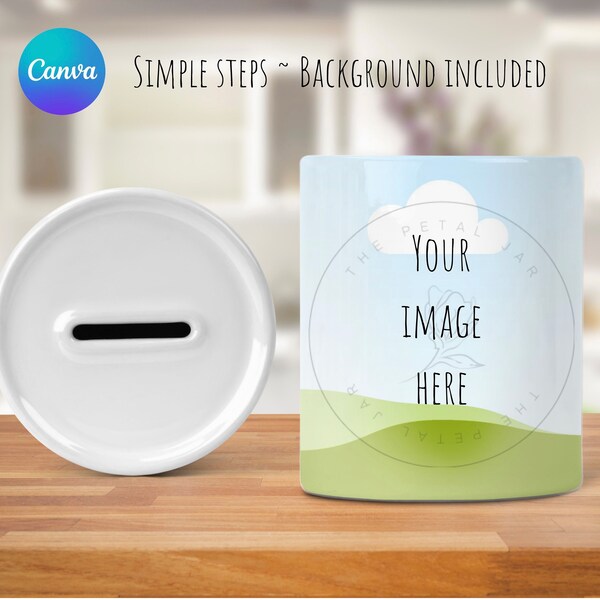 Canva Full wrap Moneybox mock-up digital download | Canva frame sublimation blank template