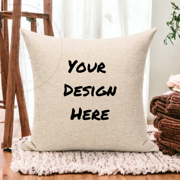 Linen cushion blank mock-up digital download | homeware mock-ups | pillow digital image