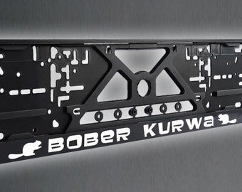 Bober Kurwa Ja Pierdole Gift Reflective European License Plate Frame Holder - Funny License Frame - Perfect Car Accessory!