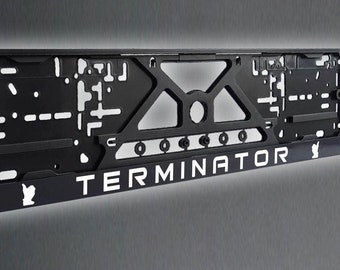 Terminator - Reflective European License Number Plate Frame Holder - Funny License Frame - Perfect Car Accessory!