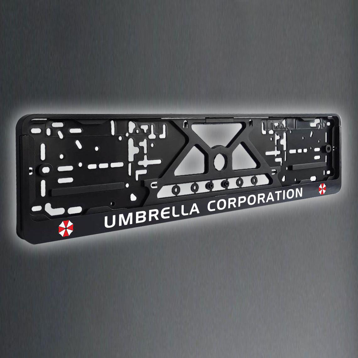 Umbrella Corporation Reflective White Red European License Plate