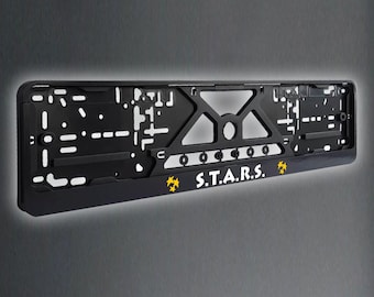 S.T.A.R.S. Umbrella Corporation Reflective White Red European License Plate Frame Holder - Funny License Frame - Perfect Car Accessory!