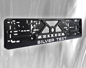 Silver Personalized European License Number Plate Frame Holder With Your Name Or Text, Car Accessories
