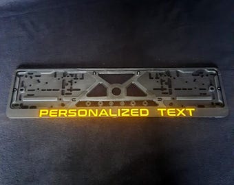 Personalized Reflective Yellow European License Number Plate Frame Holder With Your Name Or Text, Car Accessories