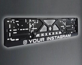 Personalized Instagram Name - Custom Reflective European License Plate Auto Frame - Unique Car Accessory