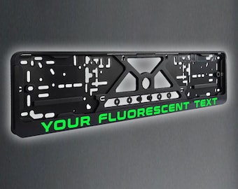 Fluorescent Green Personalized European License Number Plate Frame Holder With Your Name Or Text, Car Accessories