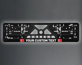 Reflective Personalized Türkiye License Plate Frame, Custom Text Holder, Turkish Flag Car Accessory, EU Number Plate