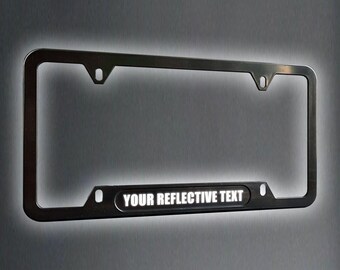 Reflective Personalized License Number Plate Plastic Frame Holder With Your Name Or Text, Car Accessories, for USA and Canada