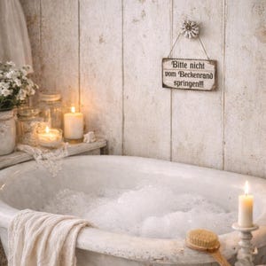 Por favor, no salte desde el borde de la piscina / Letrero de madera con aspecto de esmalte, imitación de esmalte vintage en mal estado