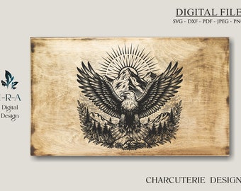 Eagle Charcuterie Board SVG: Farmhouse Laser Engraving (Digital File)