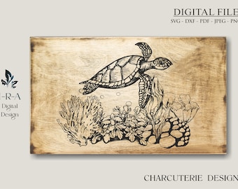 Sea Turtle I Chopping Board I Cutting Board Svg I Svg Files For Cricut I Charcuterie  Svg I Laser Engraved Files I Kitchen Decor