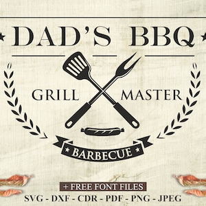 Dad&#39;s Barbecue Svg I Grilling Svg I Round Bbq Svg I Cutting Board Svg I Family Svg I Grill Master Svg I Barbecue Svg
