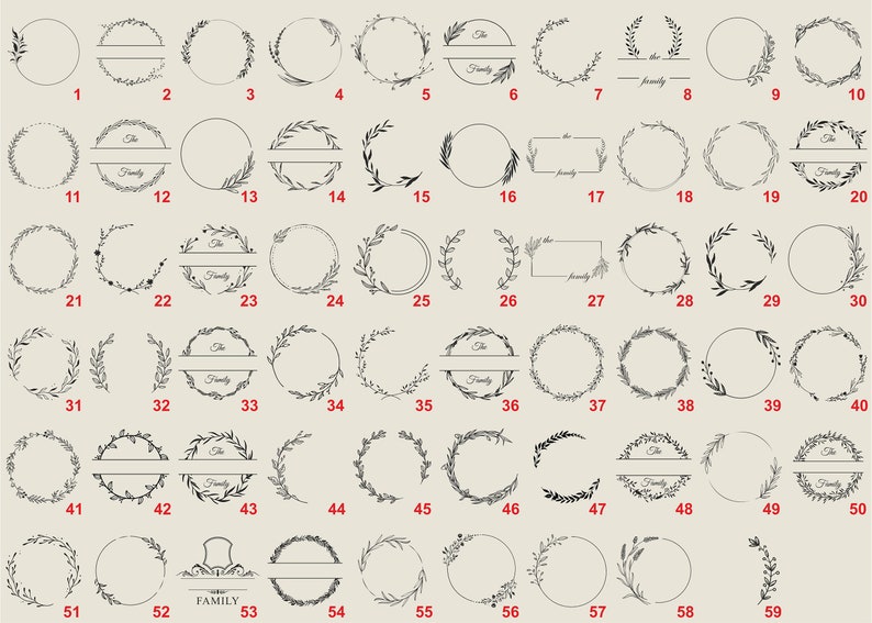 Puede incluir: Un conjunto de 59 marcos de corona y c&iacute;rculo en blanco y negro con varios dise&ntilde;os. Los marcos son perfectos para agregar un toque de elegancia a tus proyectos.