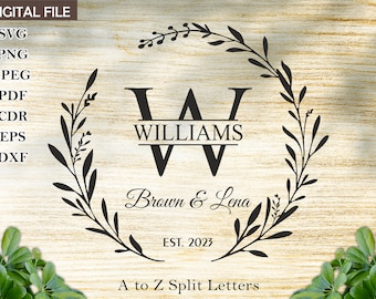 Cutting Board svg I Monogram Alphabet I Wedding Card I Wedding Bundle I Split Monogram I Floral Frame Svg I Kitchen Towel Svg I Flower Svg