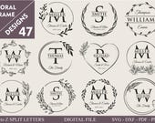 47 Family Name Svg I Cutting Board Svg I Monogram Alphabet I Wedding Bundle SVG I Kitchen Towel Svg I Floral Frame Svg I Last Name Svg
