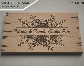 Sunflowe Svg I snijplank Svg I snijplank Svg I kaasplank I lasergegraveerde bestanden I Glowforge-bestanden I familie teken Svg