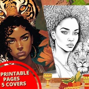 Black Girls coloring pages | VOL.02, African coloring book - 15 Printable pages, Grayscale, Instant PDF Download