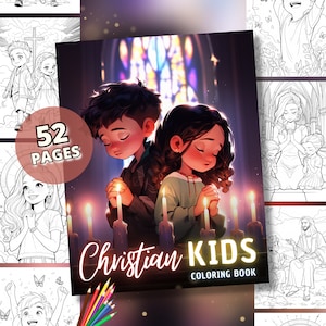 Christian Kids Coloring Pages | 52 coloring pages for kids, Christmas Christian PNG, For Boys & Girls, Instant Download