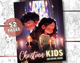 Christian Kids Coloring Book: 52 Religious Pages (PNG, PDF)
