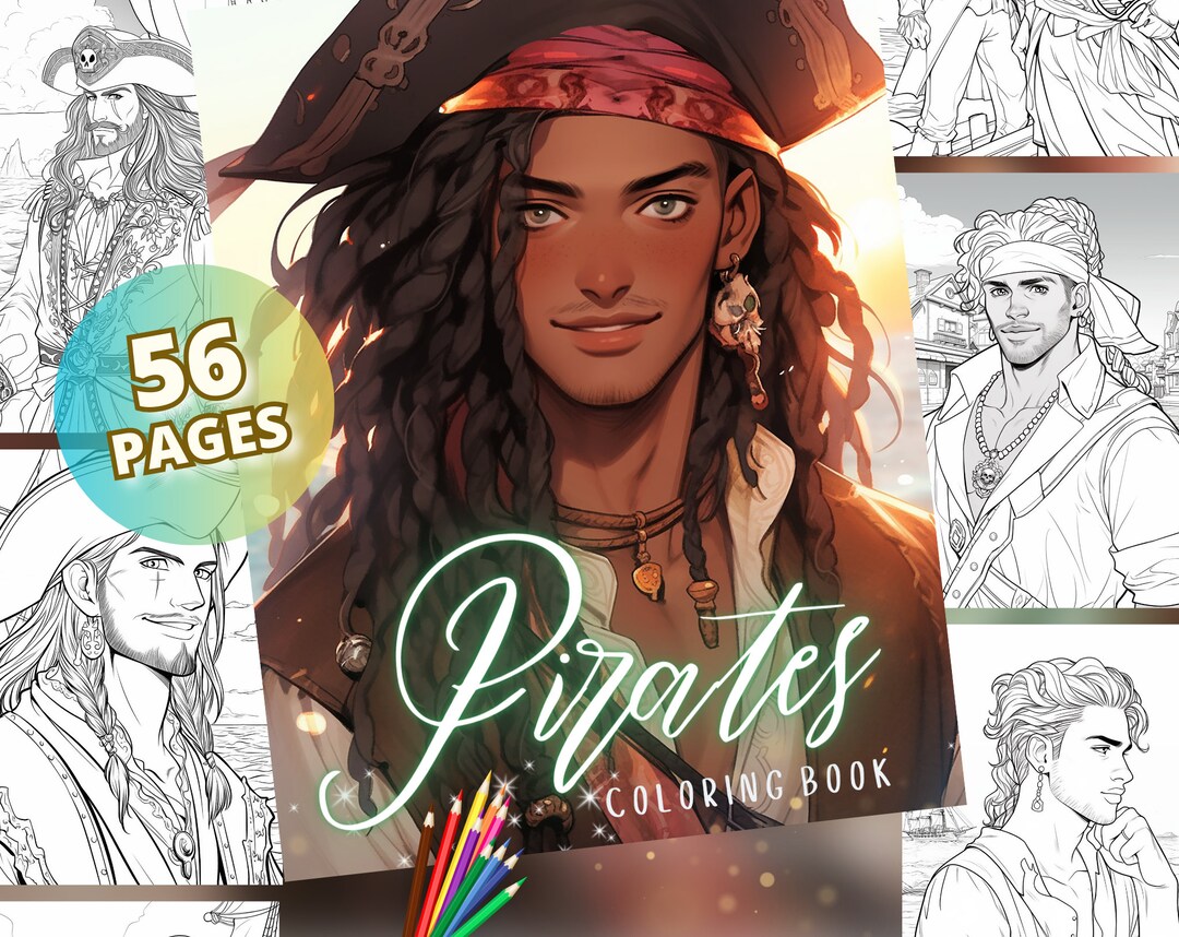 Pirates Coloring Pages 56 Pirate Men Anime Pirate PDF Etsy