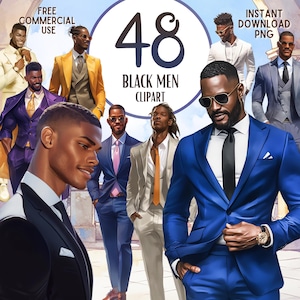 Imágenes prediseñadas de hombres negros, hombres de negocios, afroamericanos, niño negro PNG, impresiones digitales de arte de pared, imágenes prediseñadas de sublimación, calcomanías, descarga instantánea