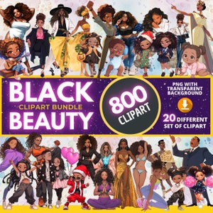 Black Beauty Clipart Bundle | 800+ clipart, Black girl magic, Black women clipart, Sublimate design, Instant Download, Commercial Use