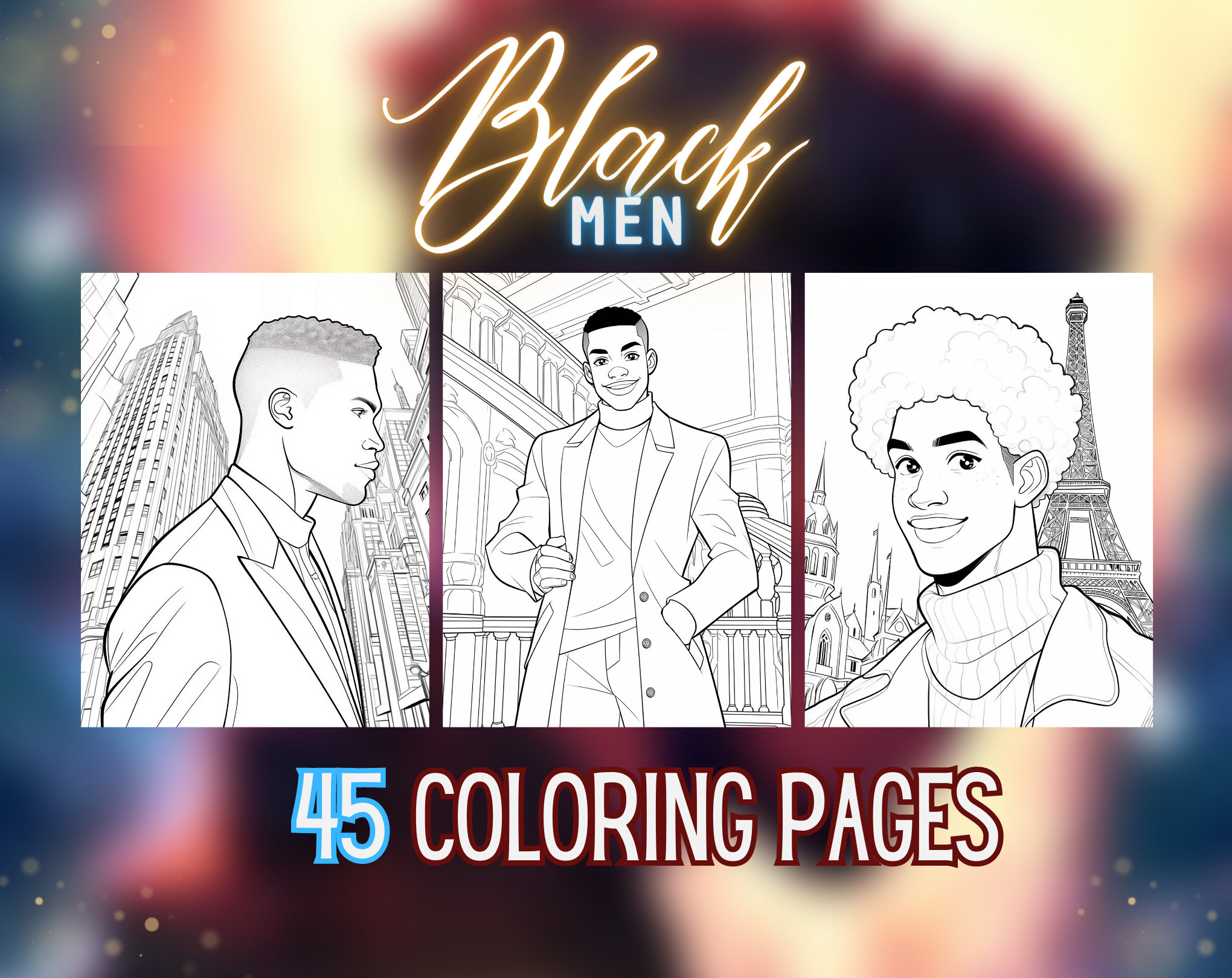 Black Men Coloring Pages 45 Black Boys Coloring, Printable PDF, Instant ...