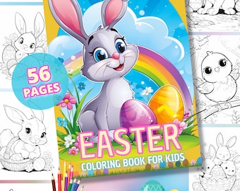 Adorable Easter Fun : Kids Coloring Book with Bunnies, Chicks, Easter Eggs | For Kids, Boys, Girls, Instant Download