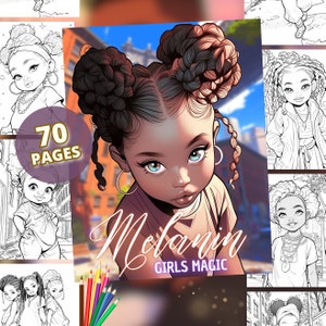 ブラックガールマジックぬり絵ブック：メラニンガール、ストリートスタイル（PDF & PNG）