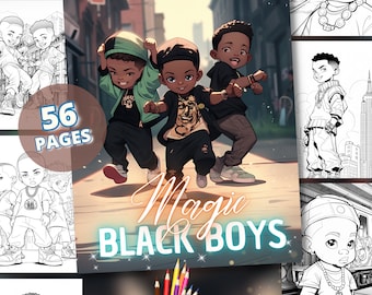 Black Boy Magic - Coloriages | Garçon afro-américain 56 ans, livre de coloriage pour enfants noirs, magie noire pour enfants, PDF imprimable, livre de coloriage pour enfants