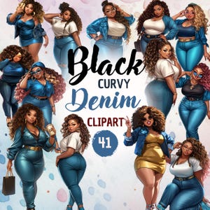 Denim noir rond pour fille | Clipart femmes noires, PNG pour autocollants, femmes noires Lady Boss, album, Black Girl Magic, téléchargement immédiat
