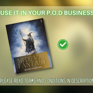 May include: A book cover with a blue and white illustration of a wizard holding a staff. The title of the book is "Medieval Fantasy Sketches Coloring Book".