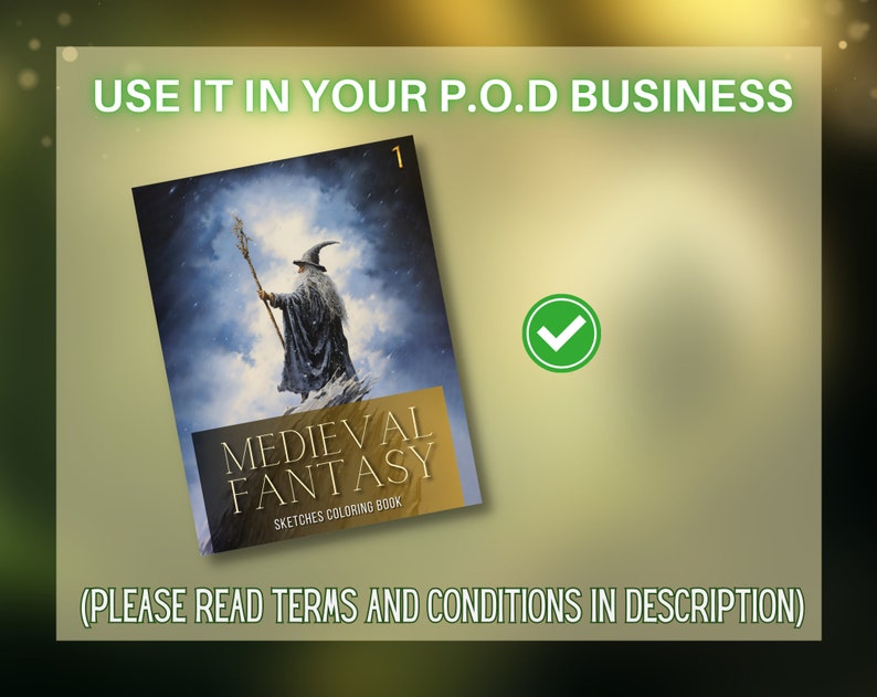 May include: A book cover with a blue and white illustration of a wizard holding a staff. The title of the book is "Medieval Fantasy Sketches Coloring Book".
