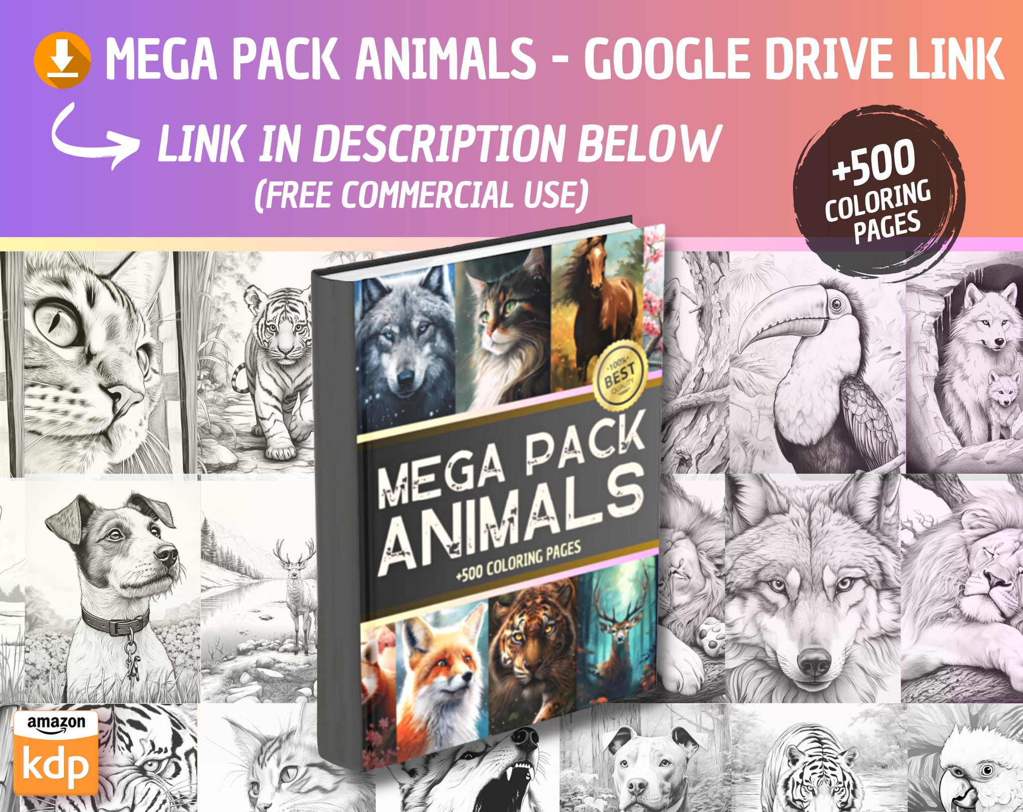 21 Realistic Tigers Coloring Book Adult and Kids Coloring, Grayscale