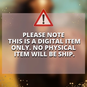 May include: A red triangle warning sign with an exclamation point inside. The text below the sign reads: "PLEASE NOTE THIS IS A DIGITAL ITEM ONLY. NO PHYSICAL ITEM WILL BE SHIP."