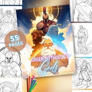 Greek Mythology : Gods | 55 Mythological Coloring Pages, Greek Gods, Printable Coloring Book, Instant Download, For Kids