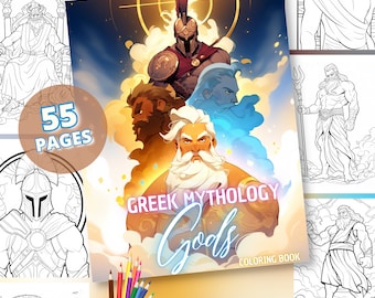 Greek Mythology : Gods | 55 Mythological Coloring Pages, Greek Gods, Printable Coloring Book, Instant Download, For Kids