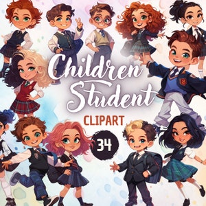 Schüler Clipart: 34 PNG Back To School Illustrationen (Digitaler Download)