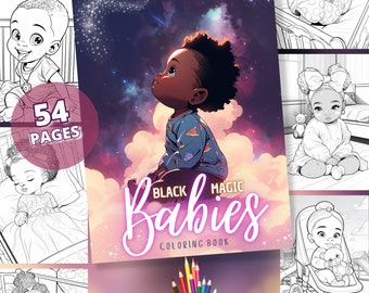 Black Babies Coloring Book: 54 Afro Art Pages (Printable PDF)